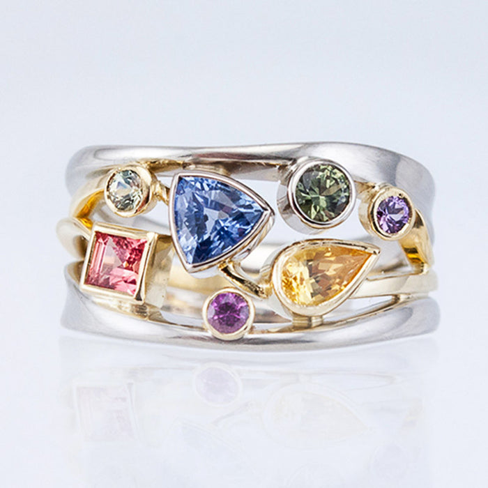 Multicolor Wavy Zirconia Ring