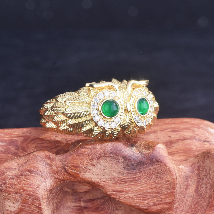 Green Eyed Owl Ring