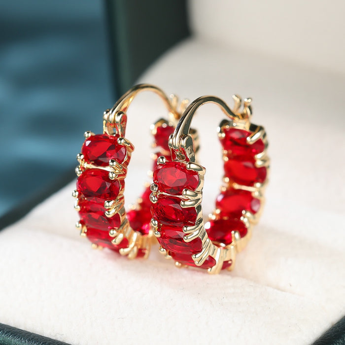 Oval Crystal Clip Earrings