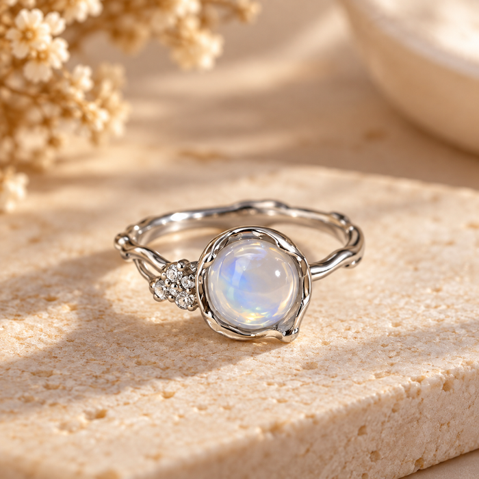 White Opal Crystal Ring
