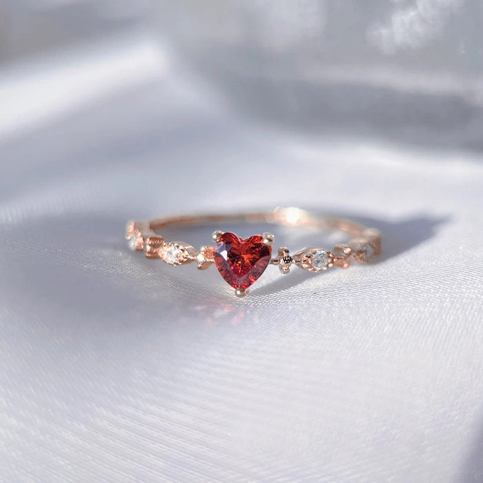 Red Heart Zircon Ring