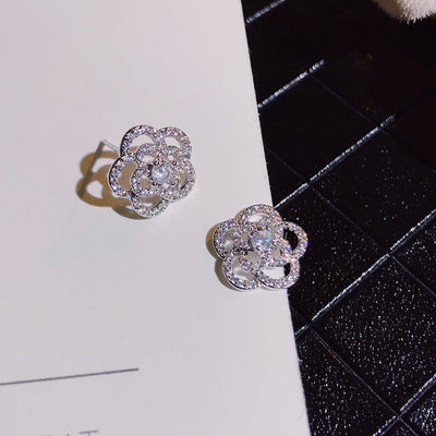 Zircon Rose Flower Earrings