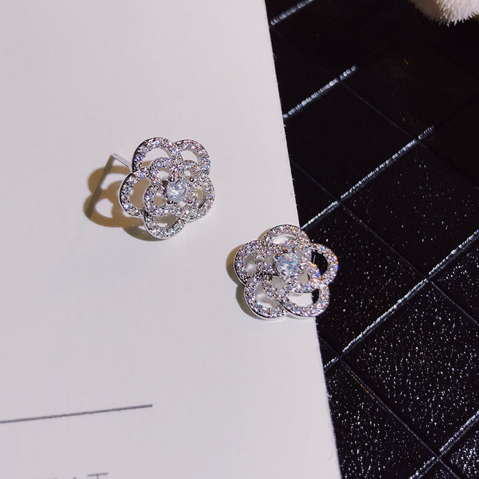 Zircon Rose Flower Earrings