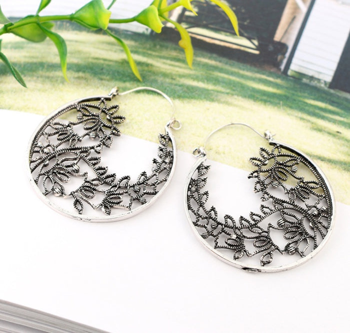 Filigree Crescent Hoop Earrings