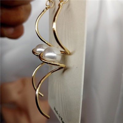 Pearl Spiral Drop Earrings