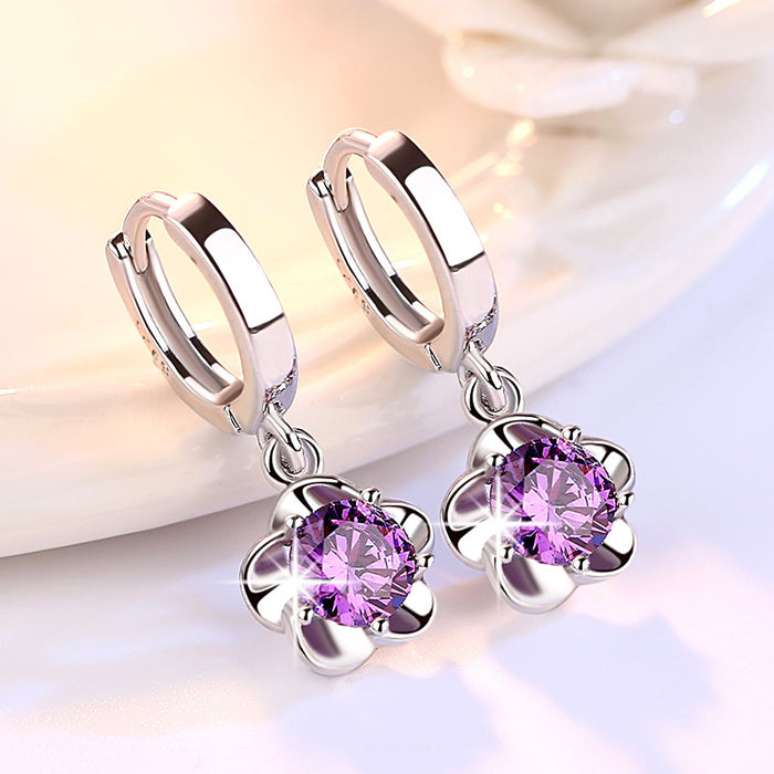 Crystal Flower Drop Earrings