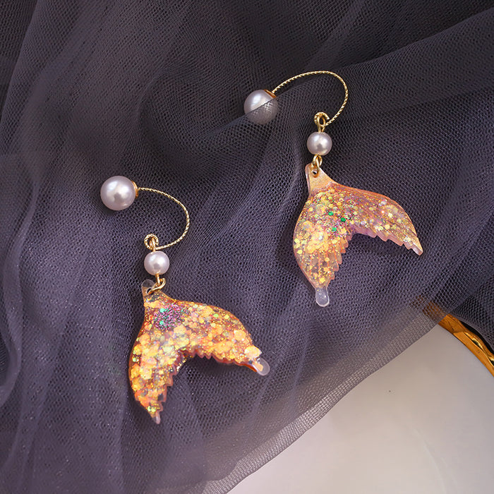 Golden Fishtail Drop Earrings