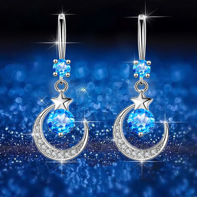 Crystal Star Moon Drop Earrings