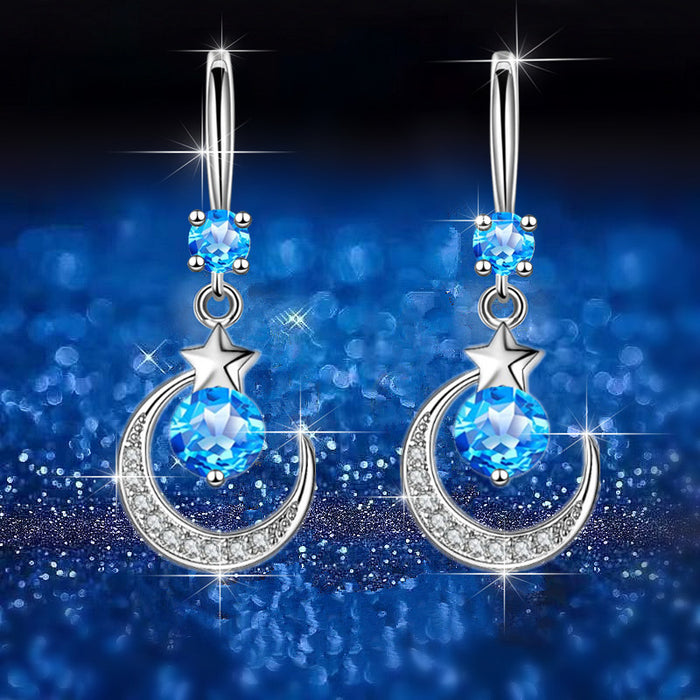 Crystal Star Moon Drop Earrings