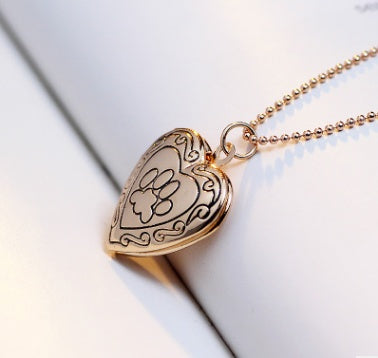 Engraved Paw Heart Necklace