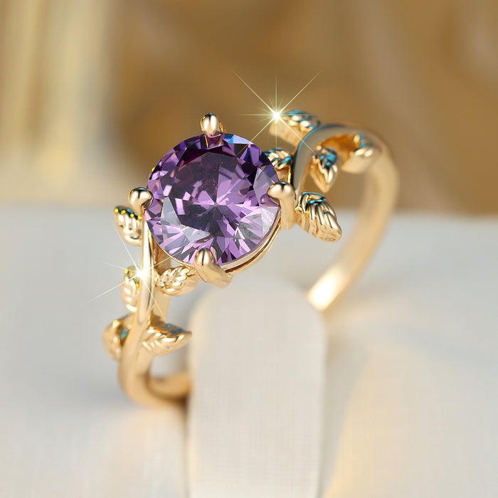 Round Purple Zircon Ring