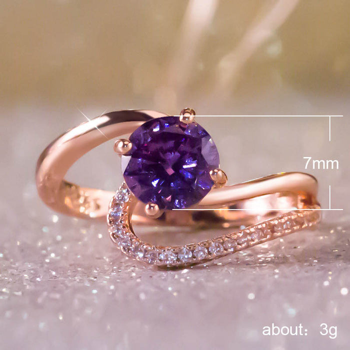 Purple Crystal Wave Ring