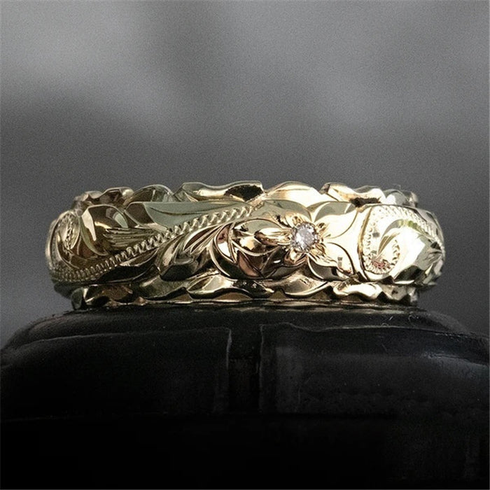 Carved Rose Gold Ring