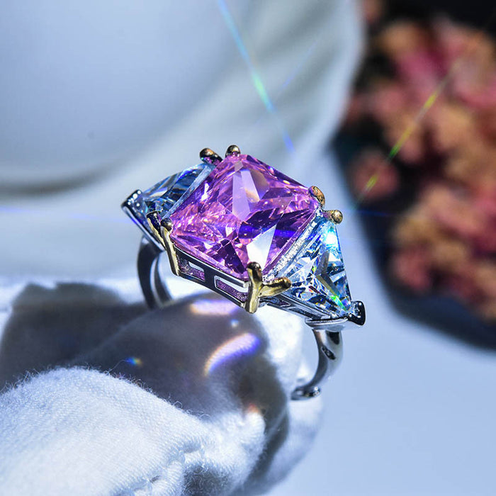 Sparkling Princess Cut Zircon Ring