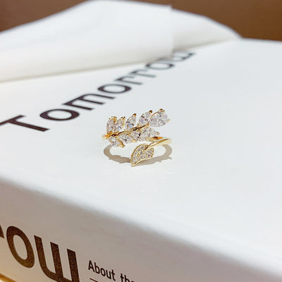 Zircon Leaf Wrap Ring