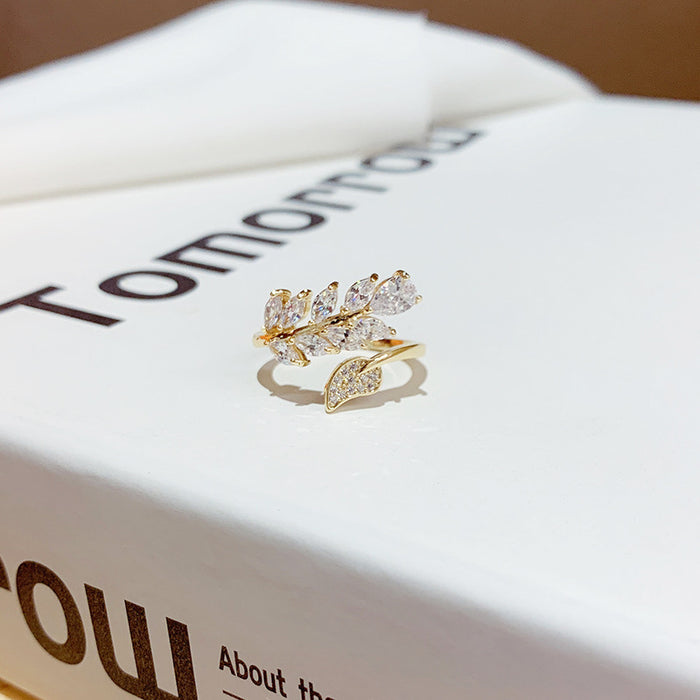 Zircon Leaf Wrap Ring