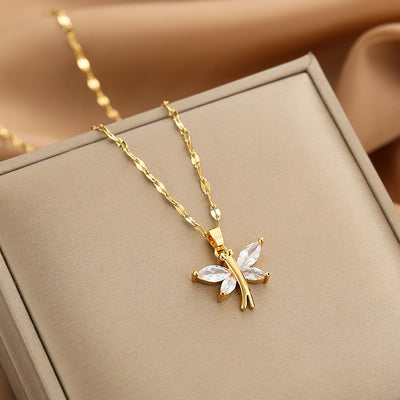 Crystal Dragonfly Pendant Necklace