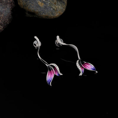 Purple Tulip Drop Earrings