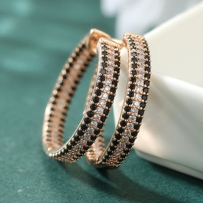 Black Crystal Hoop Earrings