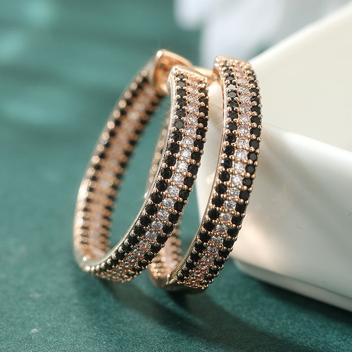 Black Crystal Hoop Earrings