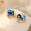 Vintage Enamel Spiral Stud Earrings 2