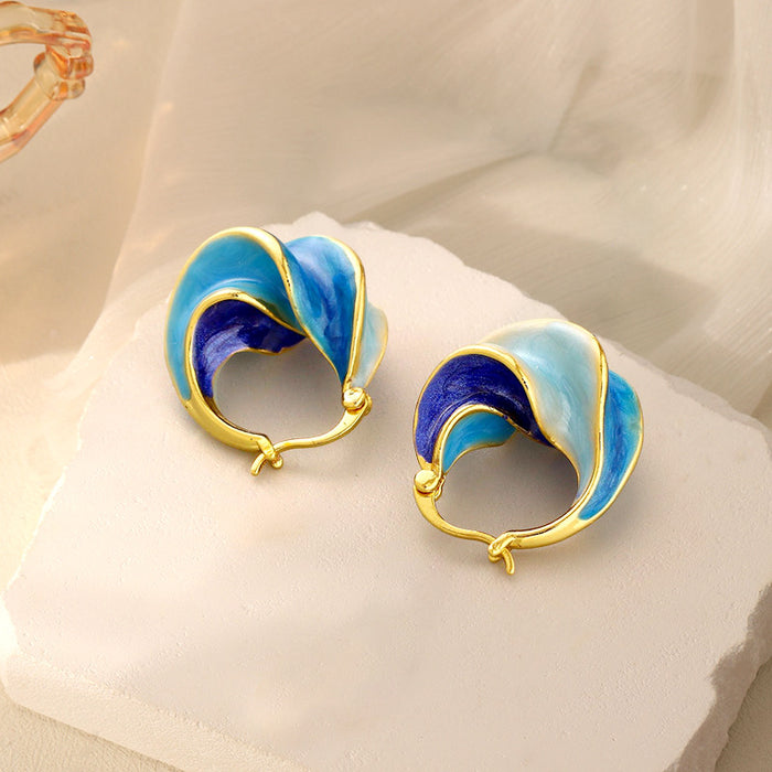 Vintage Enamel Spiral Stud Earrings