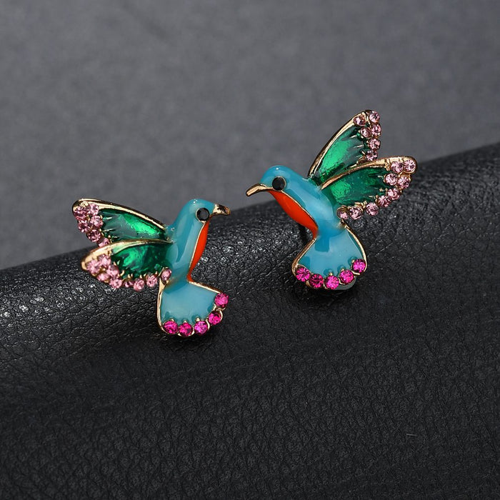 Colorful Crystal Bird Earrings
