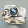 Aquamarine Teardrop Two-Tone Ring 1