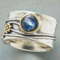 Aquamarine Teardrop Two-Tone Ring