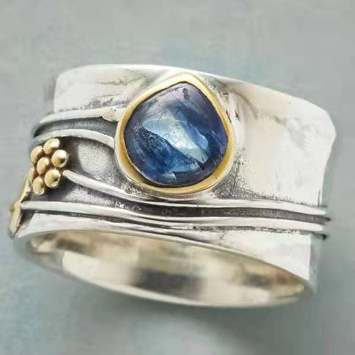 Aquamarine Teardrop Two-Tone Ring