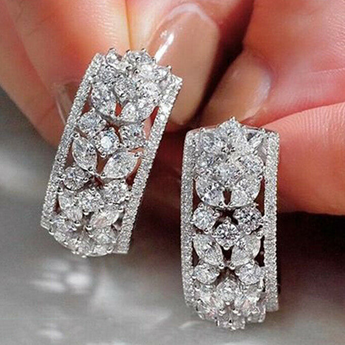 Hollow Flower Zircon Earrings