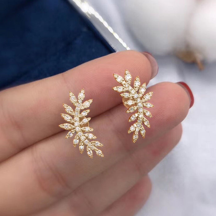 Vintage Zircon Feather Earrings