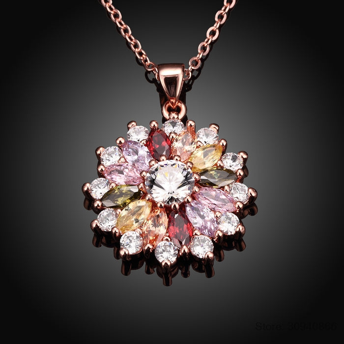 Crystal Flower Zircon Necklace