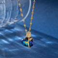 Blue Heart Crystal Pendant Necklace