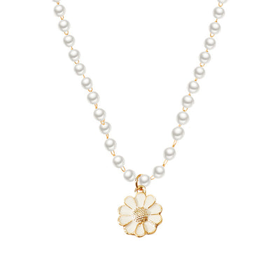 Daisy Pearl Drop Necklace