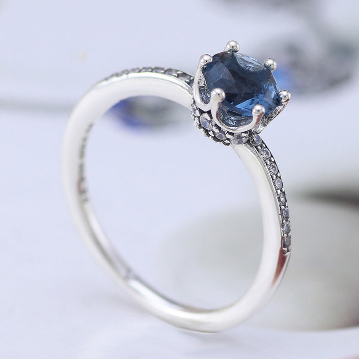 Blue Zircon Crown Ring