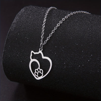 Cat and Dog Paw Pendant Necklace