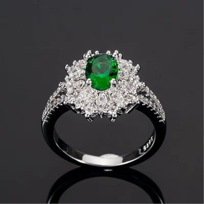 Green Zircon Halo Ring