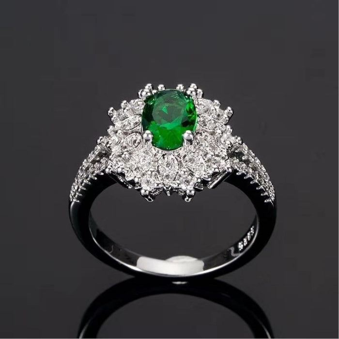 Green Zircon Halo Ring