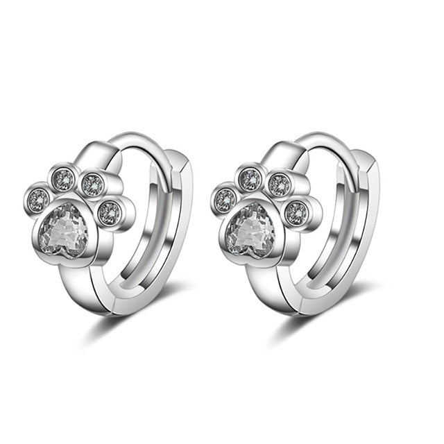 Crystal Paw Hoop Earrings