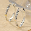 Two-Tone Engraved Hoop Earrings 2