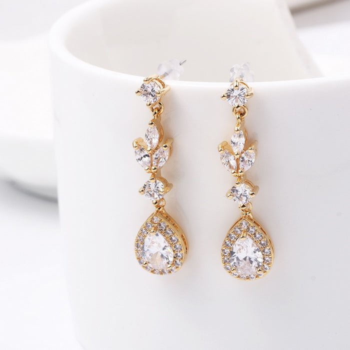 Sparkling Zircon Drop Earrings