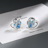 Blue Crystal Paw Heart Earrings 2