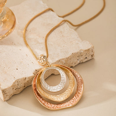 Geometric Enamel Ring Necklace