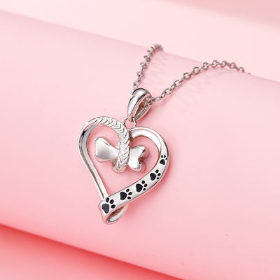 Paw Trail Heart Necklace