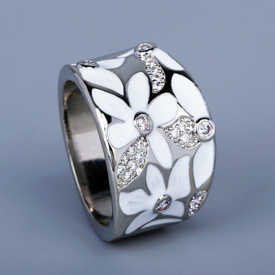 Enamel Flower Band Ring