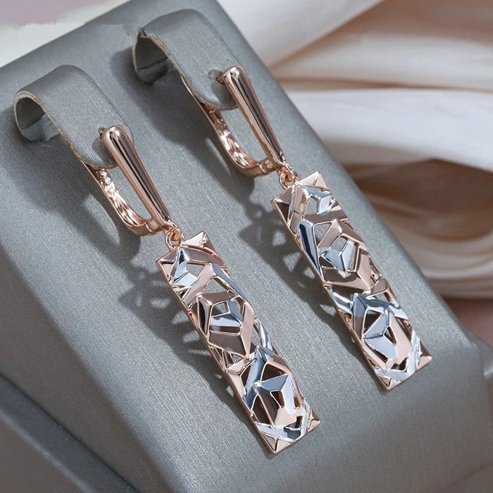 Two-Tone Rectangular Stud Earrings