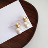 Gold Pearl Stud Earrings 2