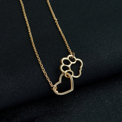 Linked Heart Paw Necklace