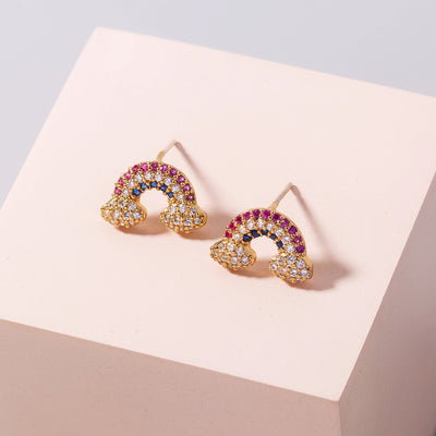 Rainbow Zircon Stud Earrings